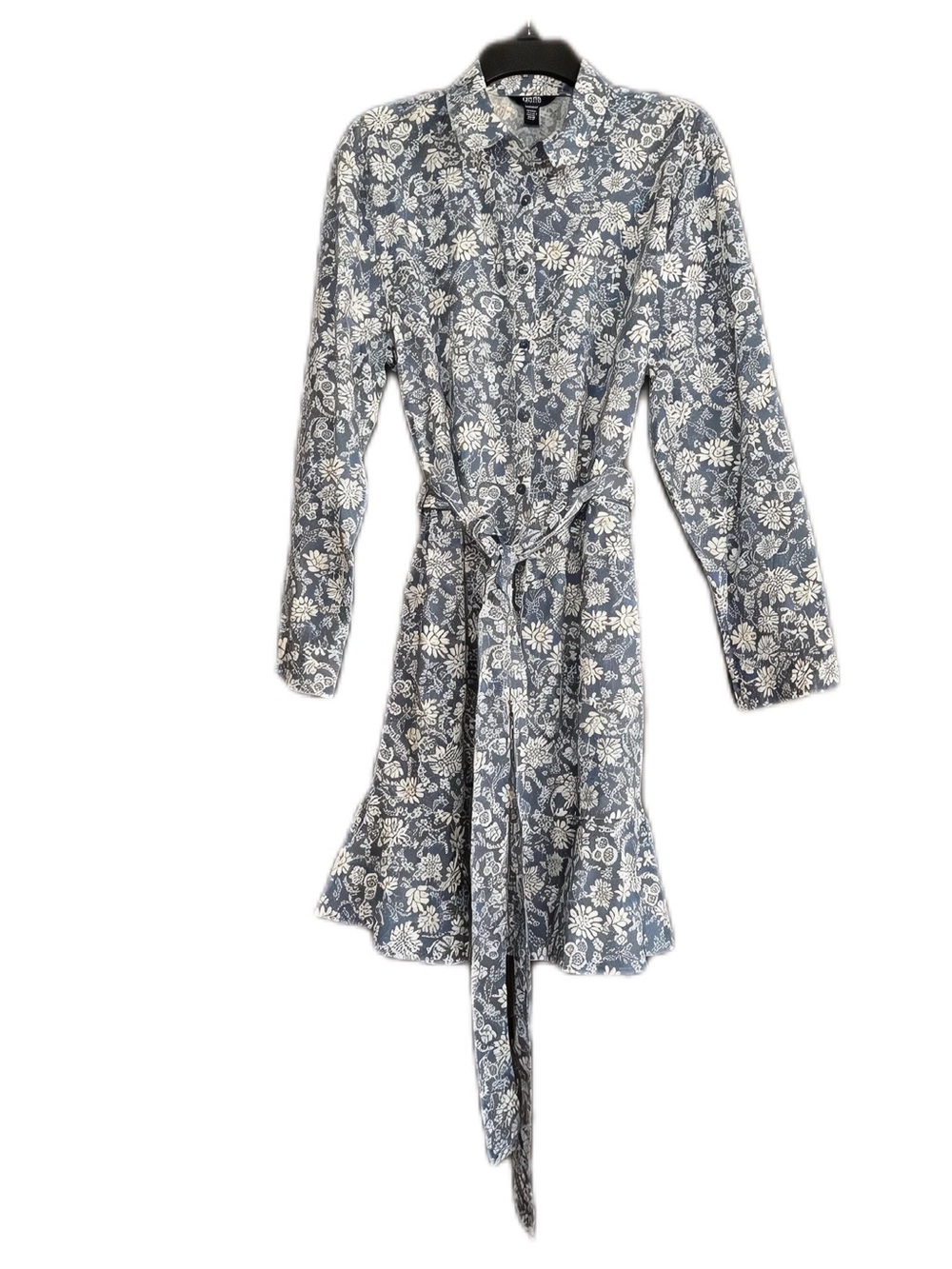 Blue Floral Belted Cottagecore Front Button Belted Shirt Dress Chaps Sixe XXL - Picture 3 of 16